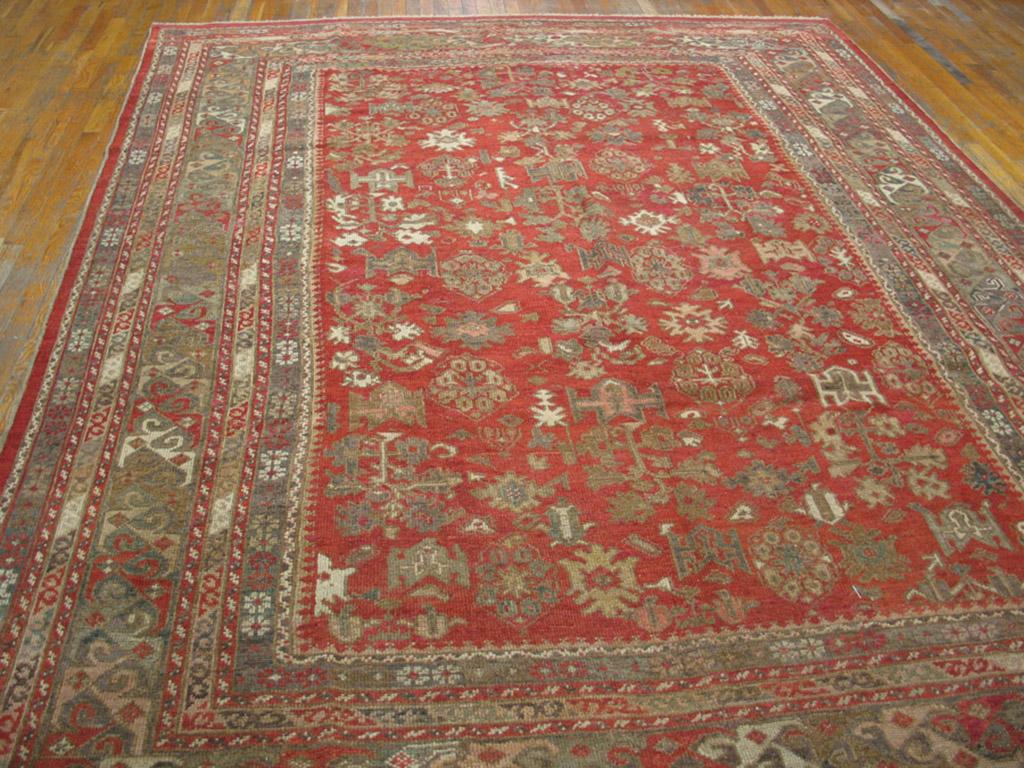 Hand-Knotted 19th Century Turkish Ghiordes Oushak Carpet ( 9' x 11'8