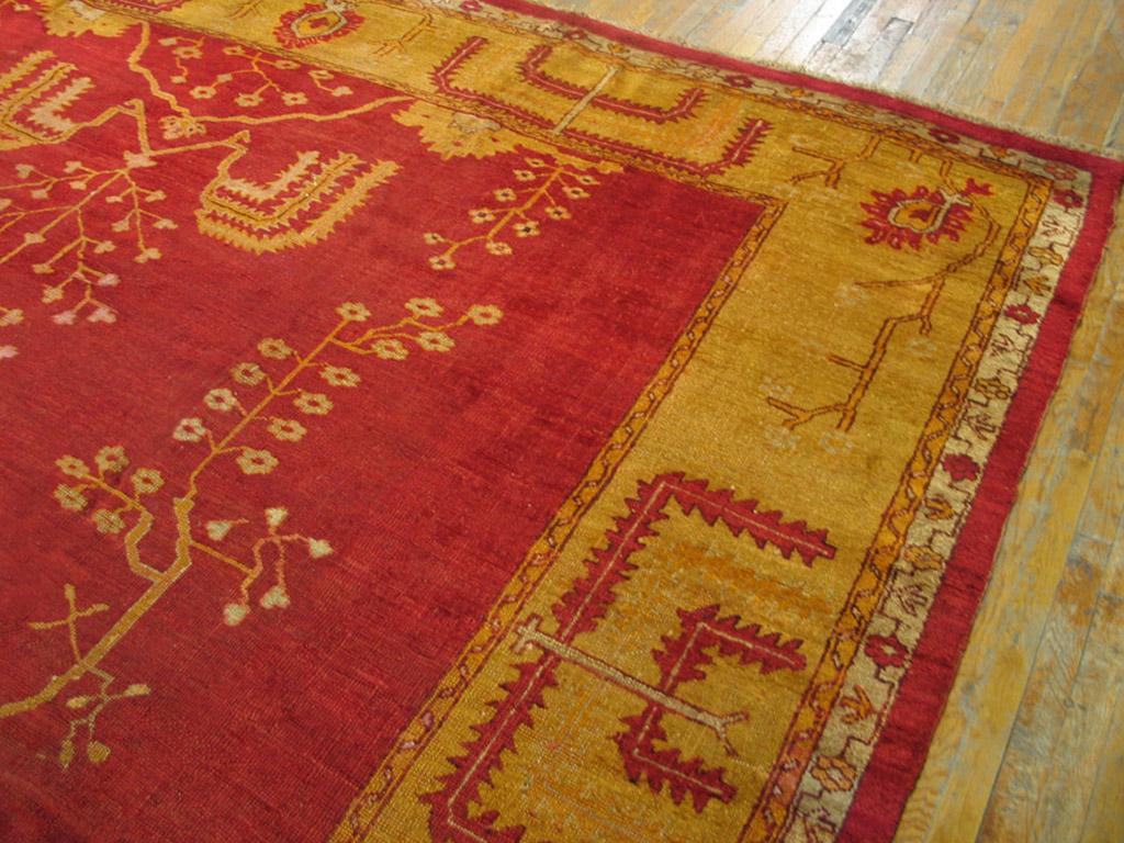 Hand-Knotted 19th Century Turkish Oushak Carpet ( 12'10