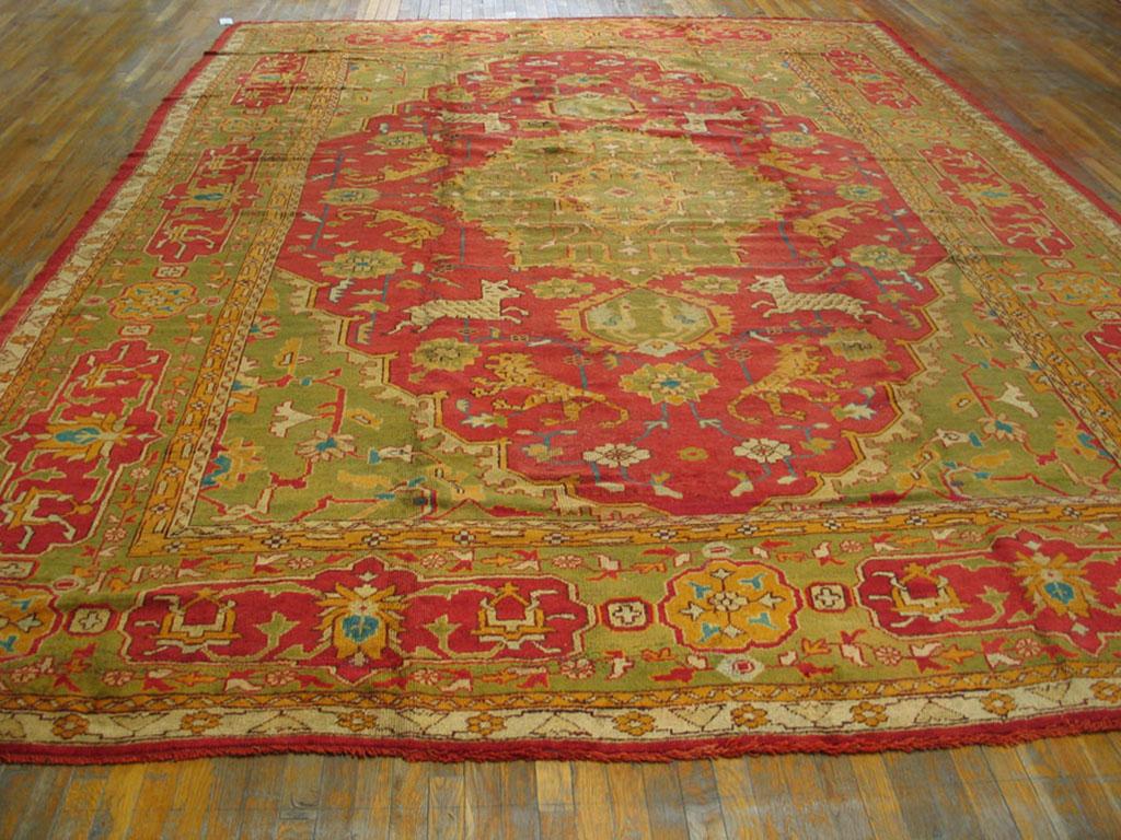 Hand-Knotted Late 19th Century Turkish Oushak Carpet ( 11'8