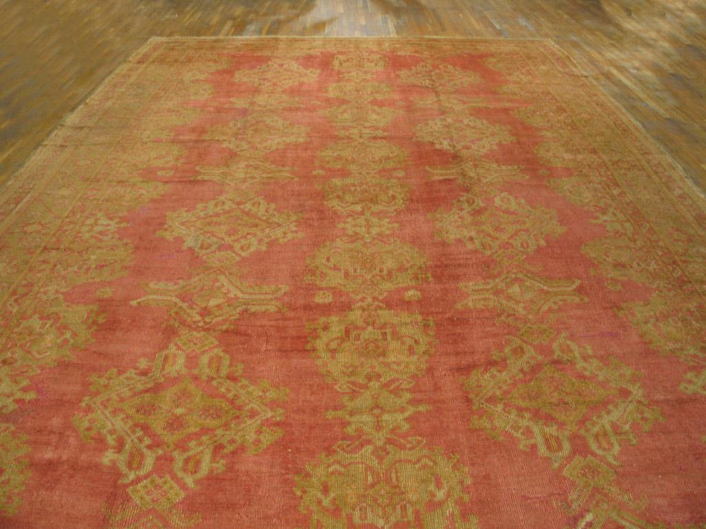 Hand-Knotted Early 20th Century Turkish Oushak Carpet ( 13'2