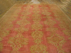 Decorative Rose and Tan Color Tribal Large Oversized Antique Turkish Oushak Rug