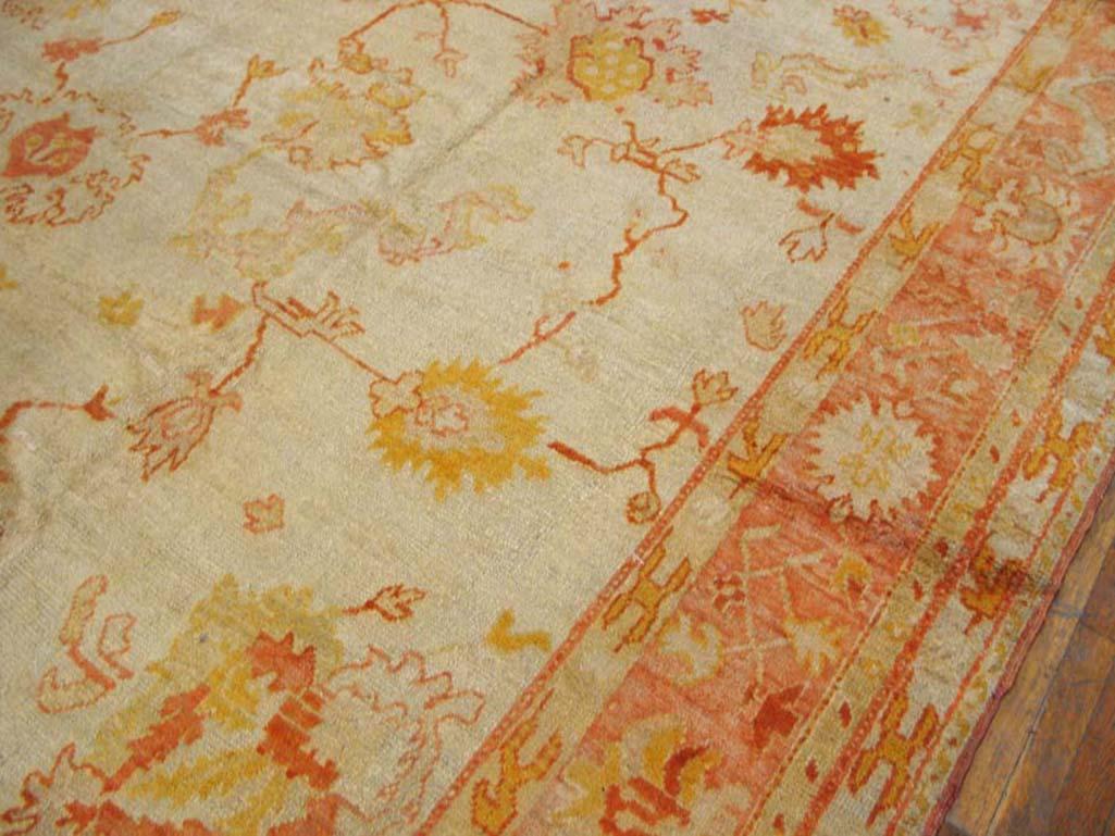 Hand-Knotted 19th Century Turkish Oushak Carpet  ( 11'10