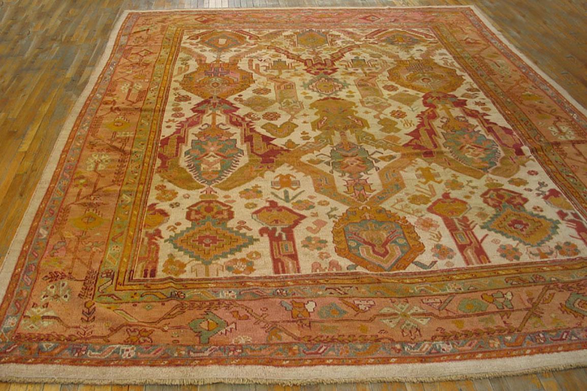 Hand-Knotted Late 19th Century Turkish Oushak Carpet ( 10'6