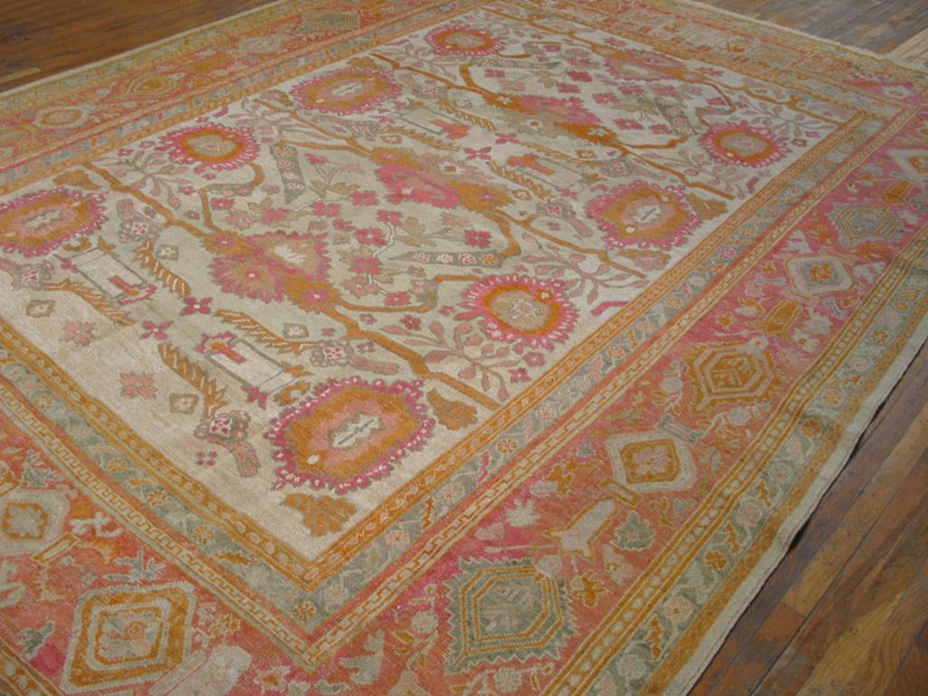 19th Century Turkish Oushak Carpet ( 10'6