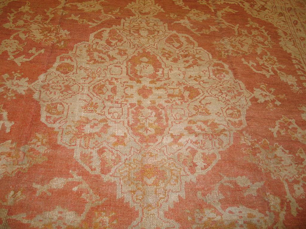 Wool Early 20th Century Turkish Oushak Carpet ( 11'9