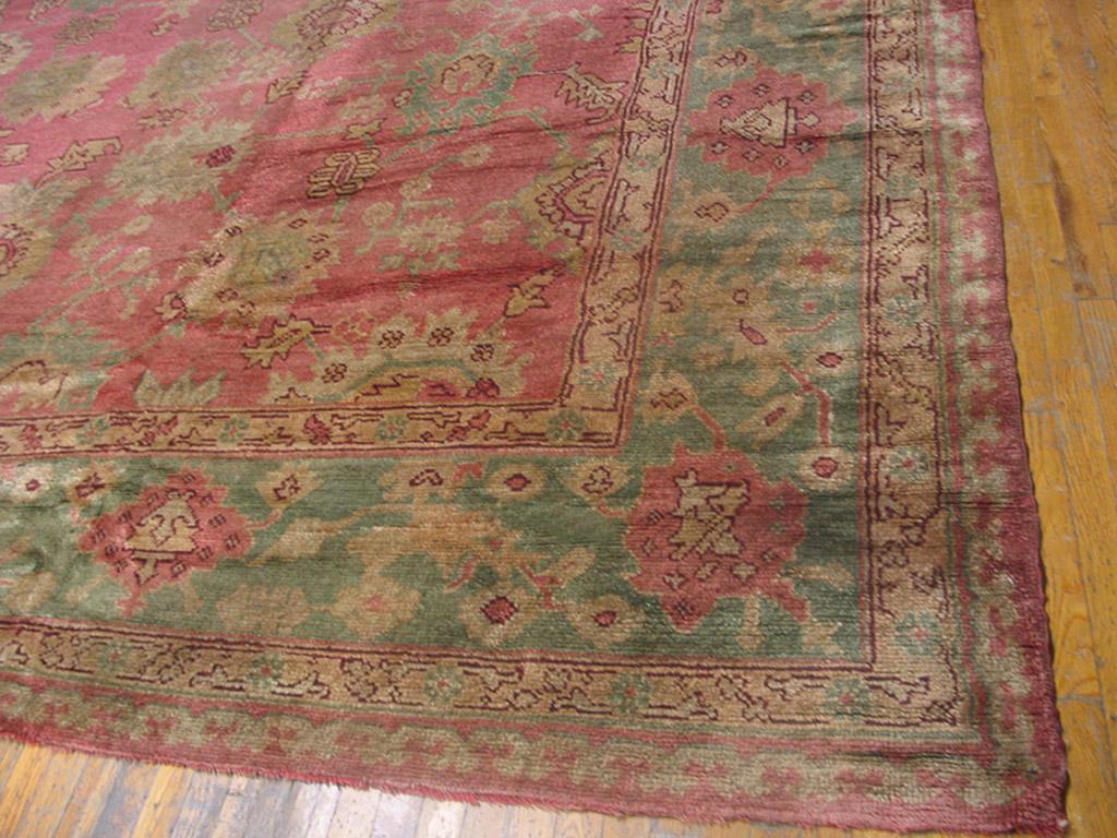 Wool Early 20th Century Turkish Oushak Carpet ( 13'10