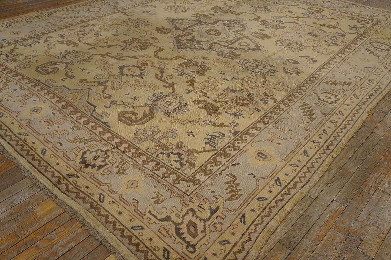 Wool Early 20th Century Turkish Oushak Carpet ( 9'3