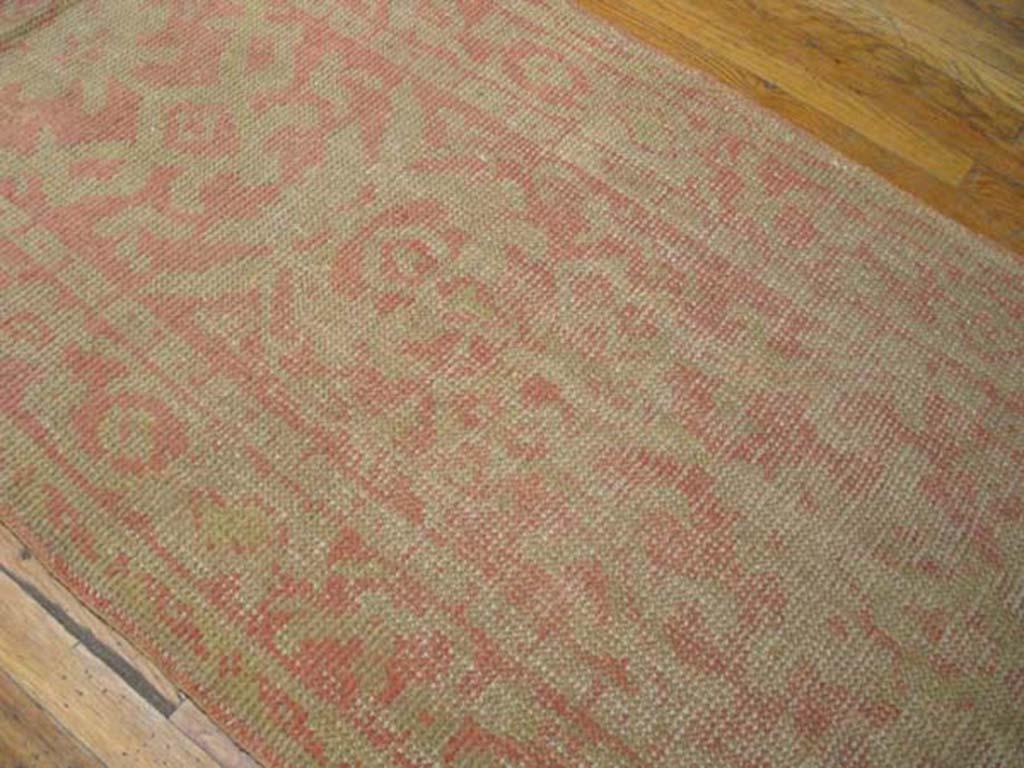 Wool Early 20th Century Turkish Oushak Carpet ( 3' x 13' - 92 x 396 ) For Sale