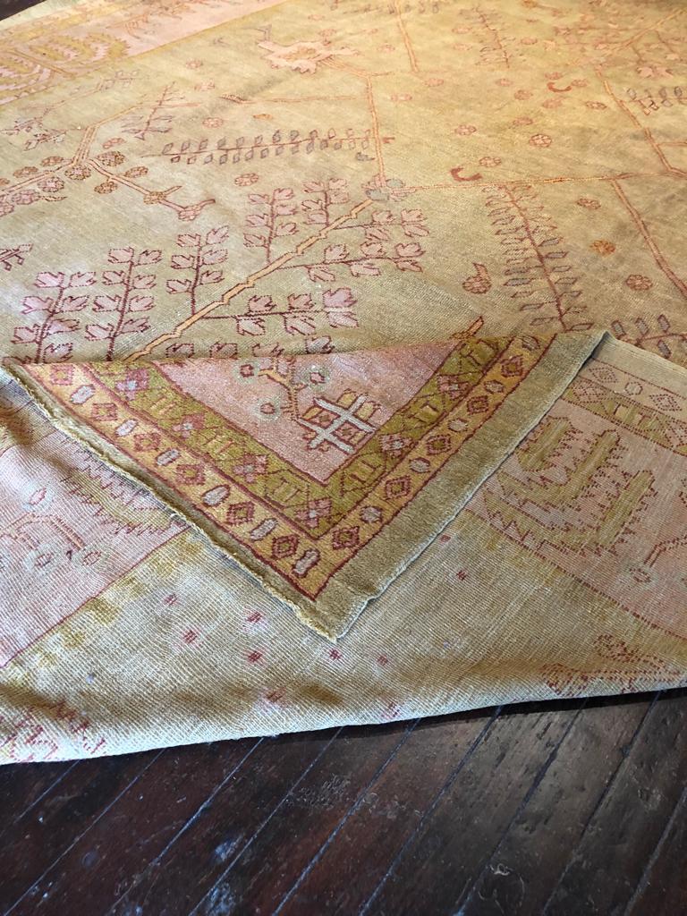 Hand-Knotted Antique Oushak  Rug For Sale