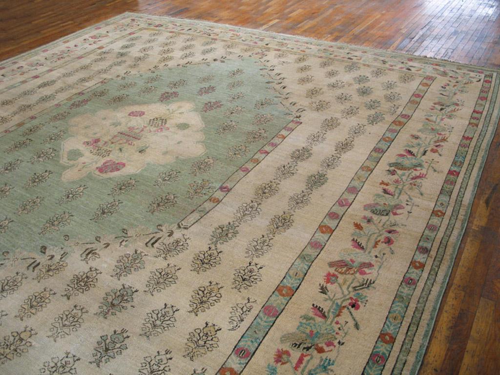 Wool Late 19th Century Turkish Oushak Ghiordes Carpet ( 13' x 14'6