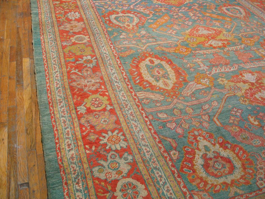 Antique Turksih Oushak Carpet From 1880s ( 11'10