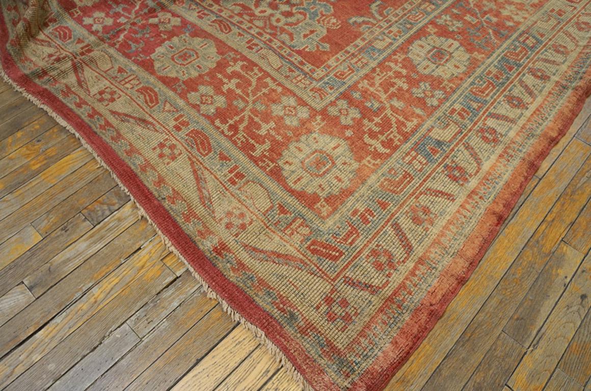Late 19th Century Turkish Oushak Smyrna Carpet ( 12'6