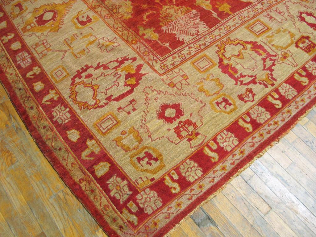 Late 19th Century 19th Century Turkish Oushak Carpet ( 14'10