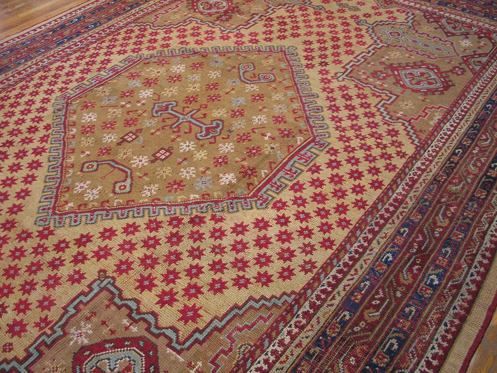 Wool Early 19th Century Turkish Smyrna Oushak Carpet ( 10'8