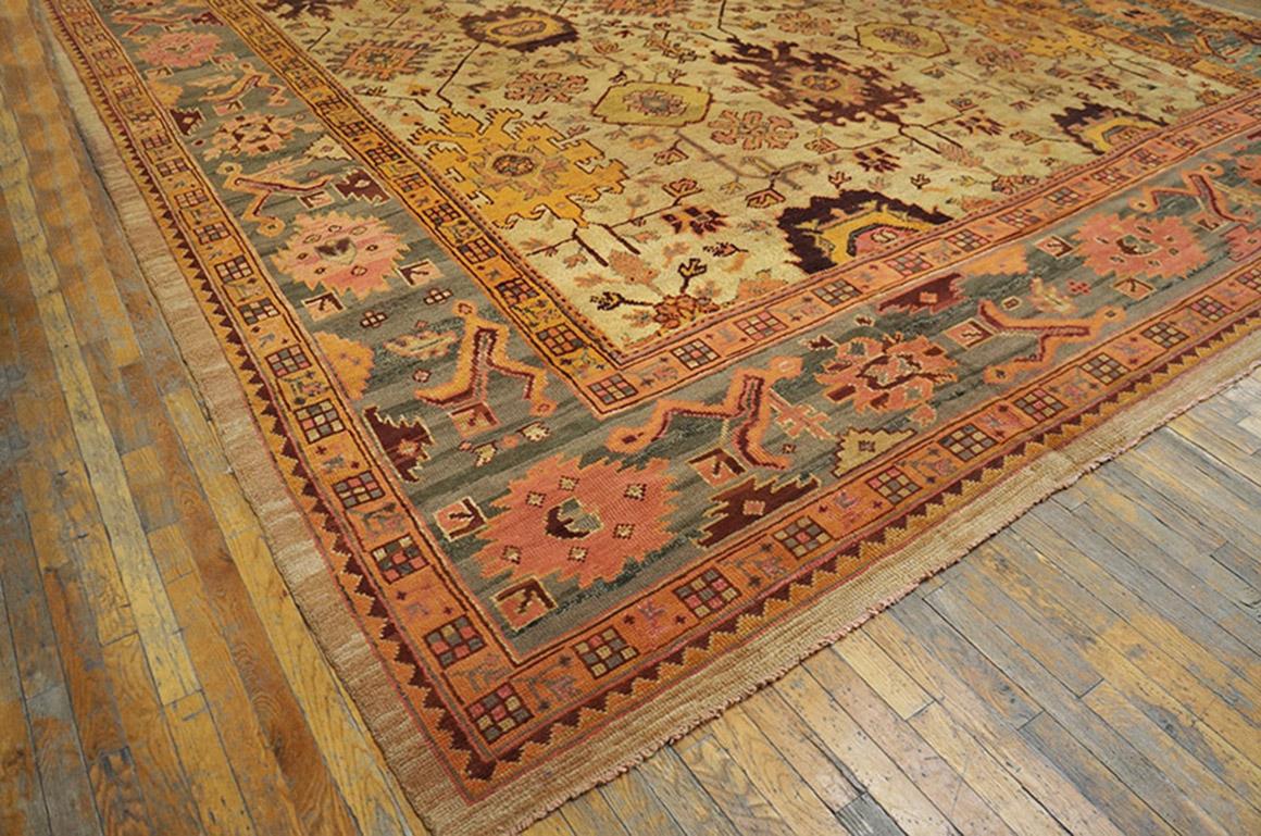 Hand-Knotted Early 20 Century Turkish Oushak Carpet ( 13' x 16'4