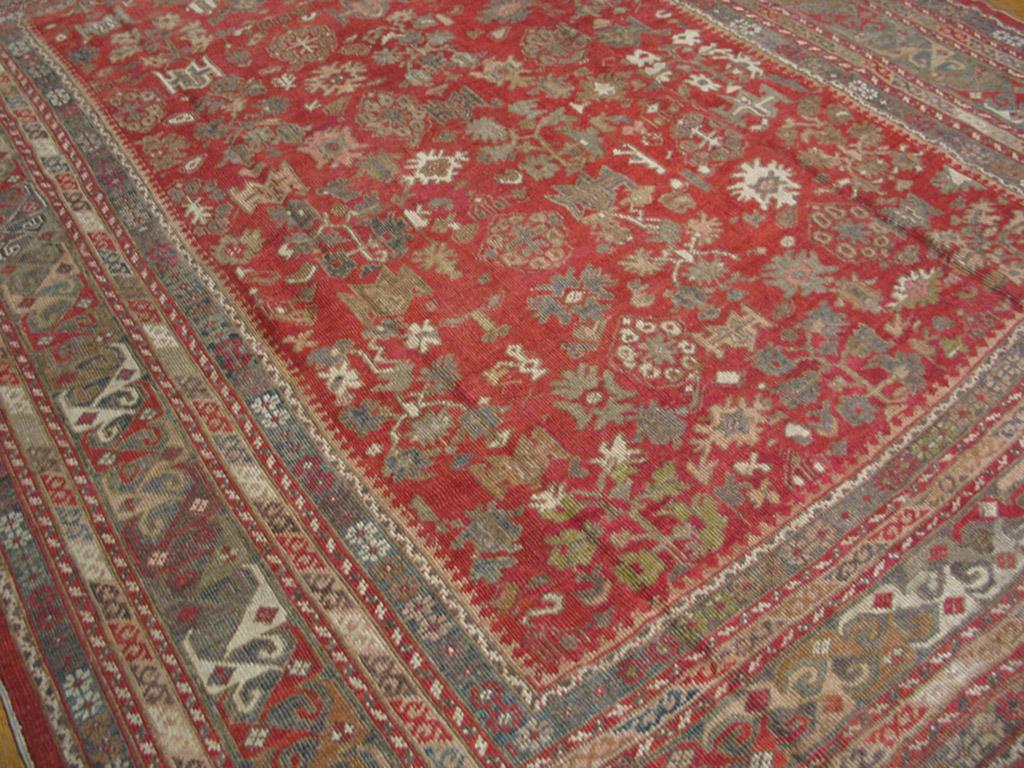 Late 19th Century 19th Century Turkish Ghiordes Oushak Carpet ( 9' x 11'8