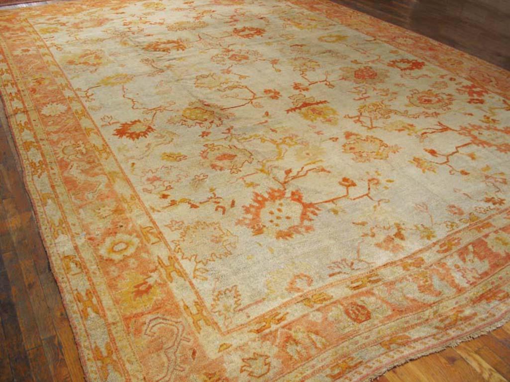 Late 19th Century 19th Century Turkish Oushak Carpet  ( 11'10