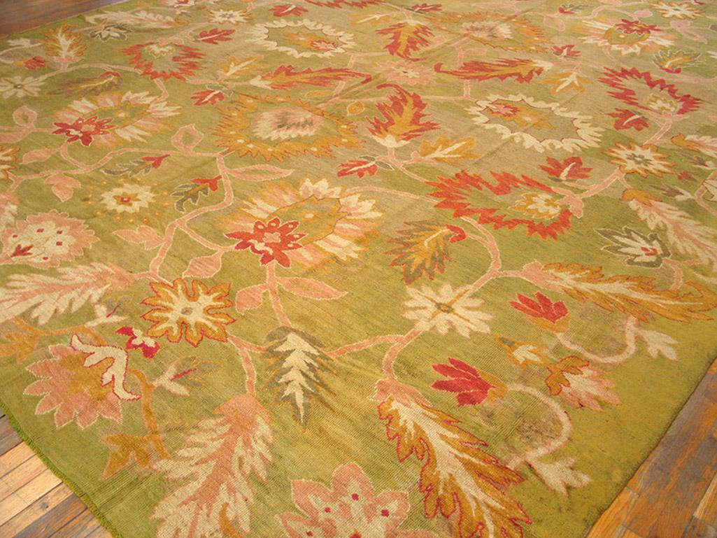 Wool Late 19th Century Turkish Anatolian Oushak Carpet (12'4