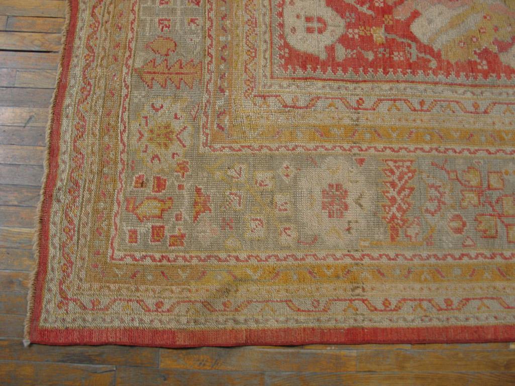 Wool 19th Century Turkish Oushak Carpet ( 12' x 15'6