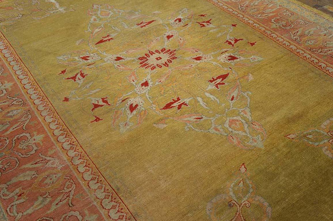 Wool 19th Century Turkish Oushak Carpet ( 7'6