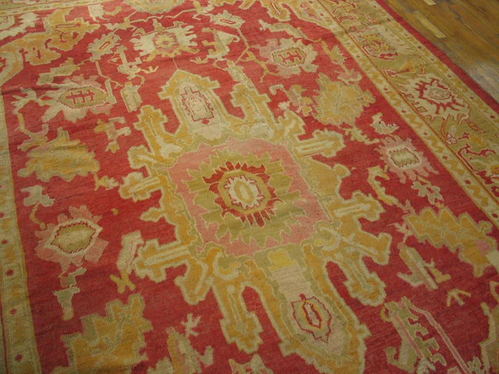 Wool 19th Century Turkish Oushak Carpet ( 9'4