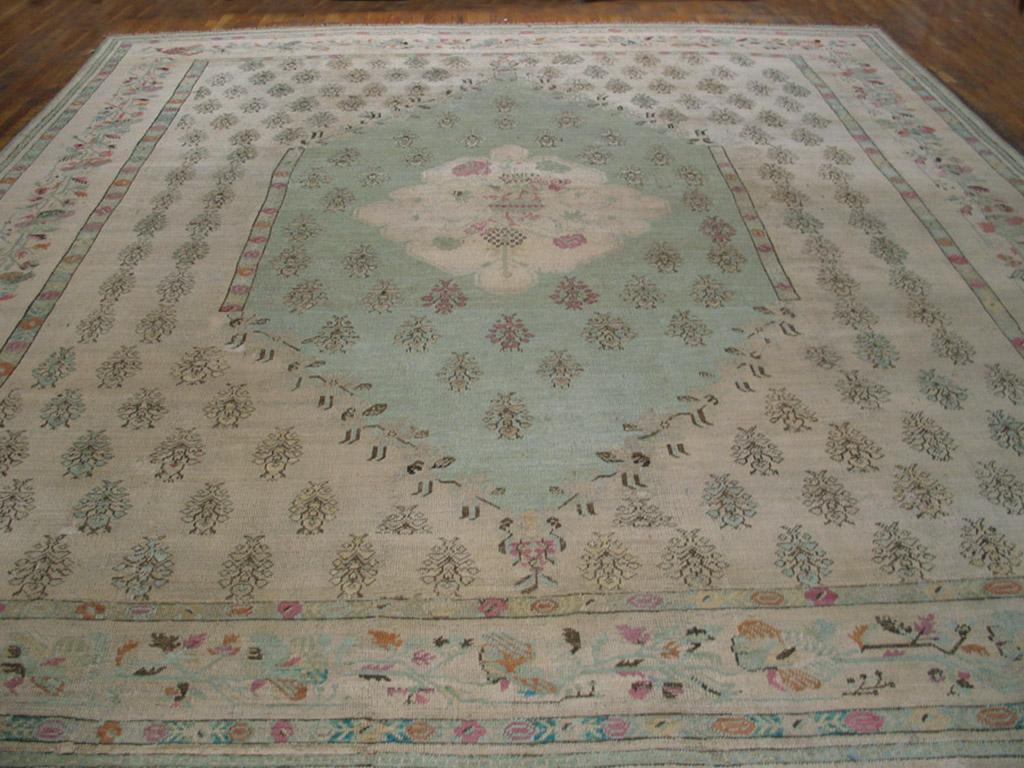 Late 19th Century Turkish Oushak Ghiordes Carpet ( 13' x 14'6