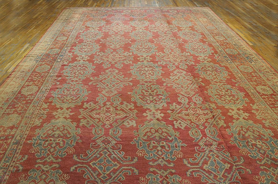 Wool Late 19th Century Turkish Oushak Smyrna Carpet ( 12'6
