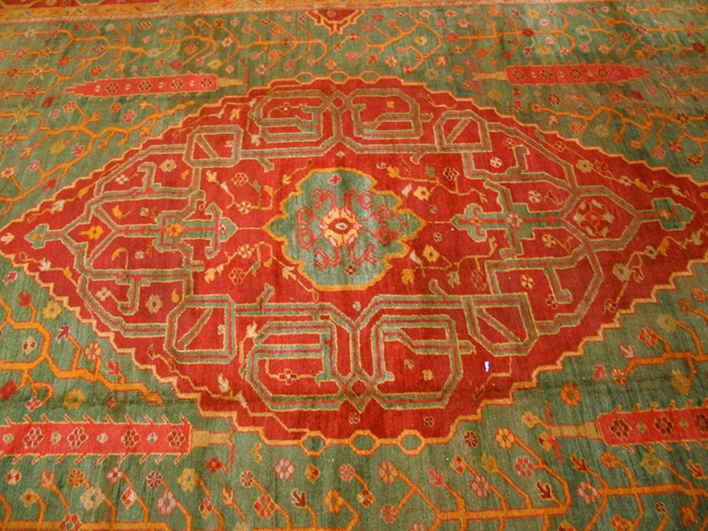 Wool 19th Century Turkish Oushak Carpet ( 12'4