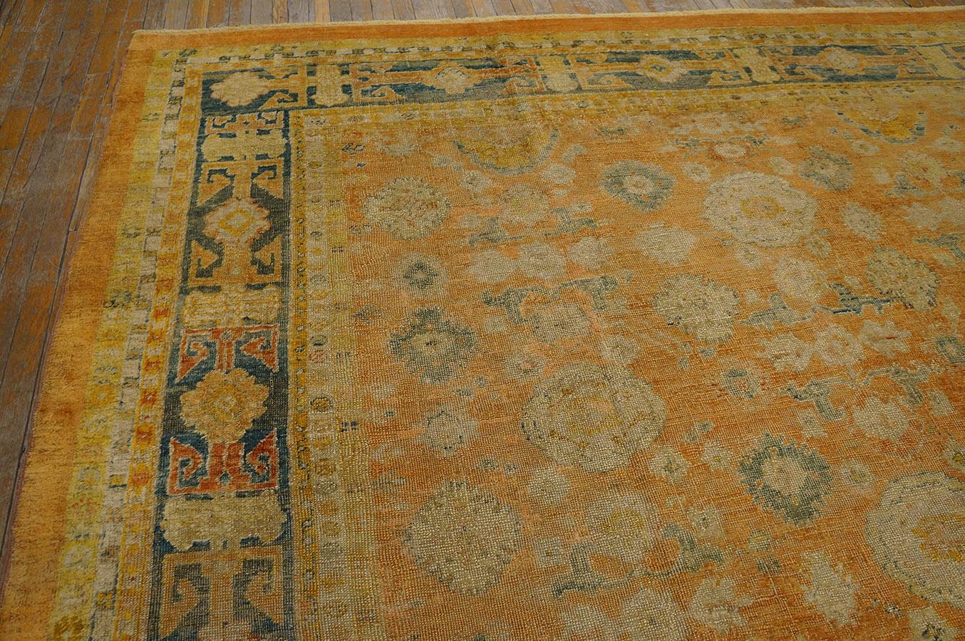 Wool 19th Century Turkish Angora Oushak Carpet ( 9'9