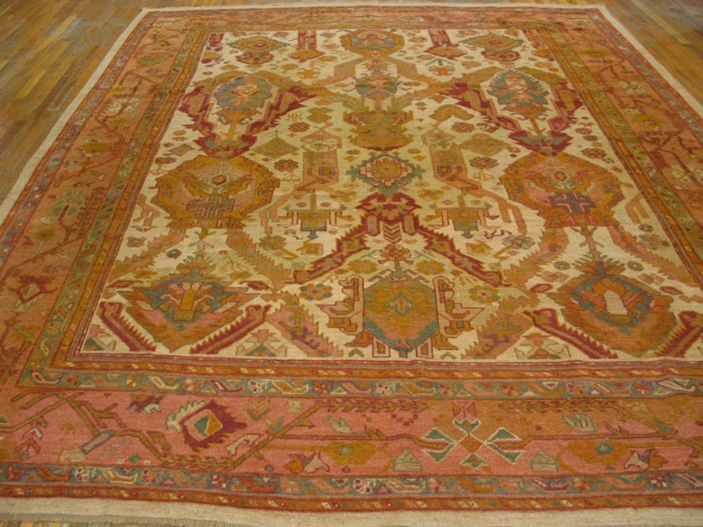 Wool Late 19th Century Turkish Oushak Carpet ( 10'6
