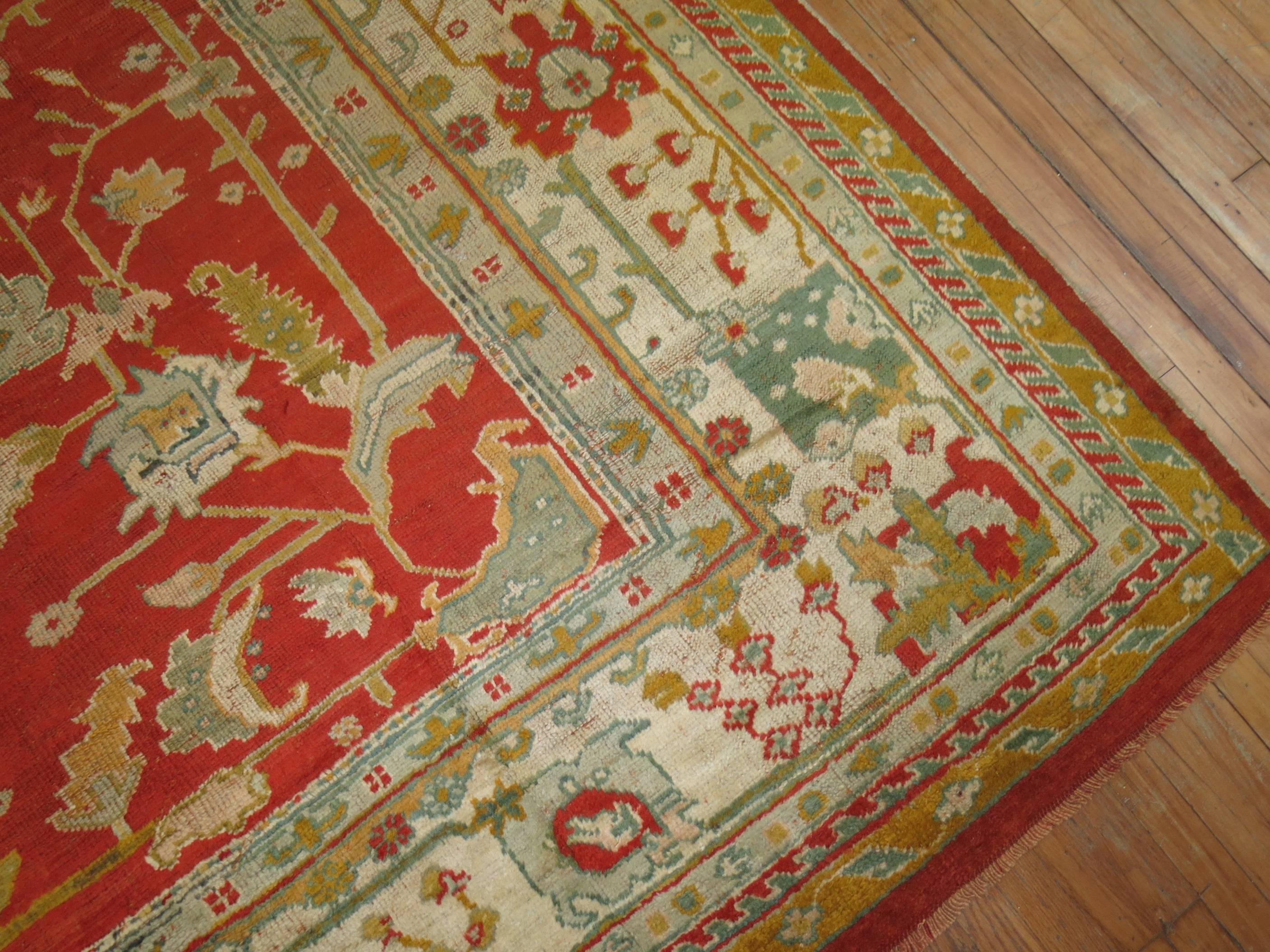 Early 20th Century Antique Oushak Rug For Sale