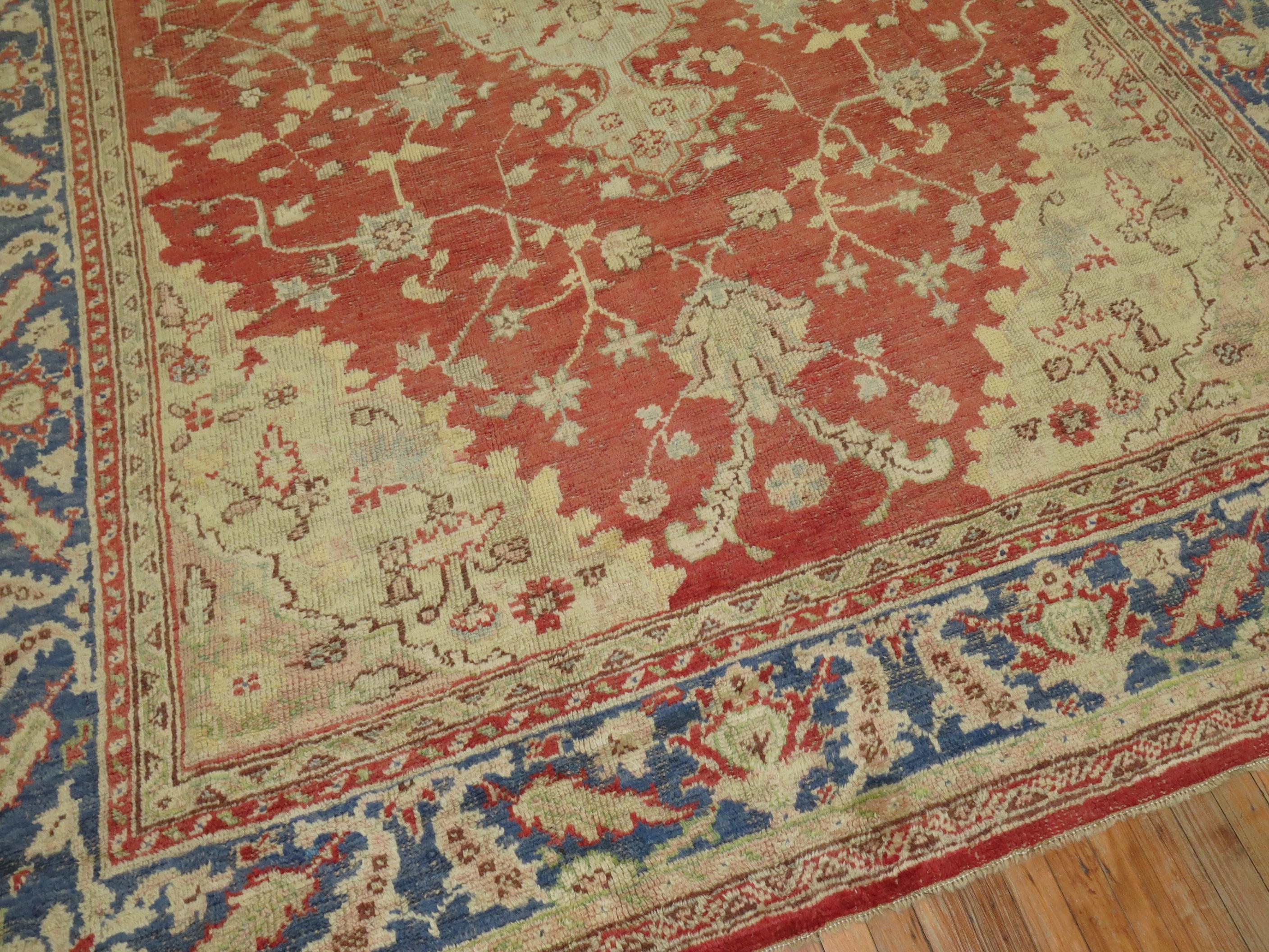 Early 20th Century Antique Oushak Rug 9' x 12' For Sale 1