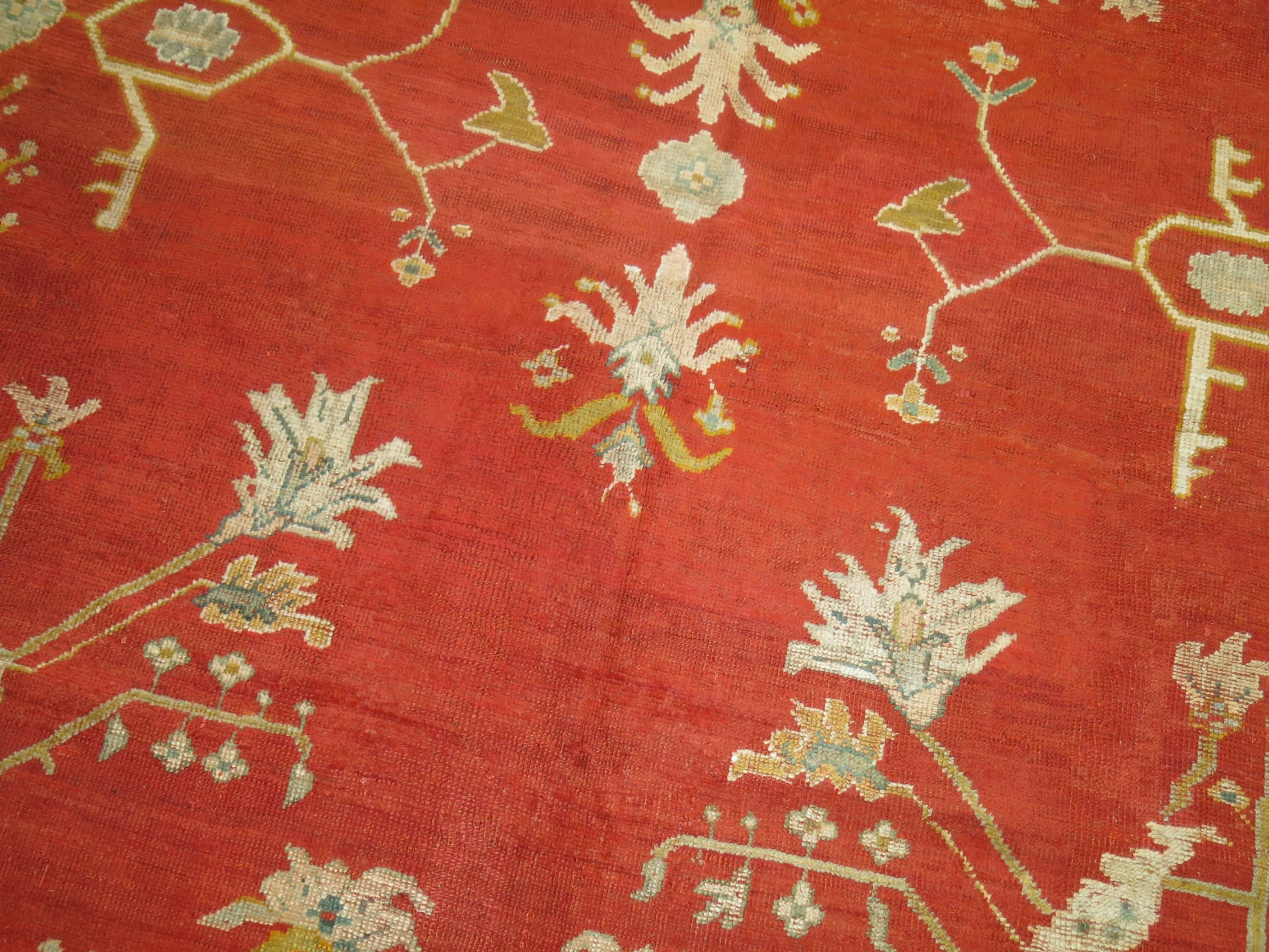 Wool Antique Oushak Rug For Sale