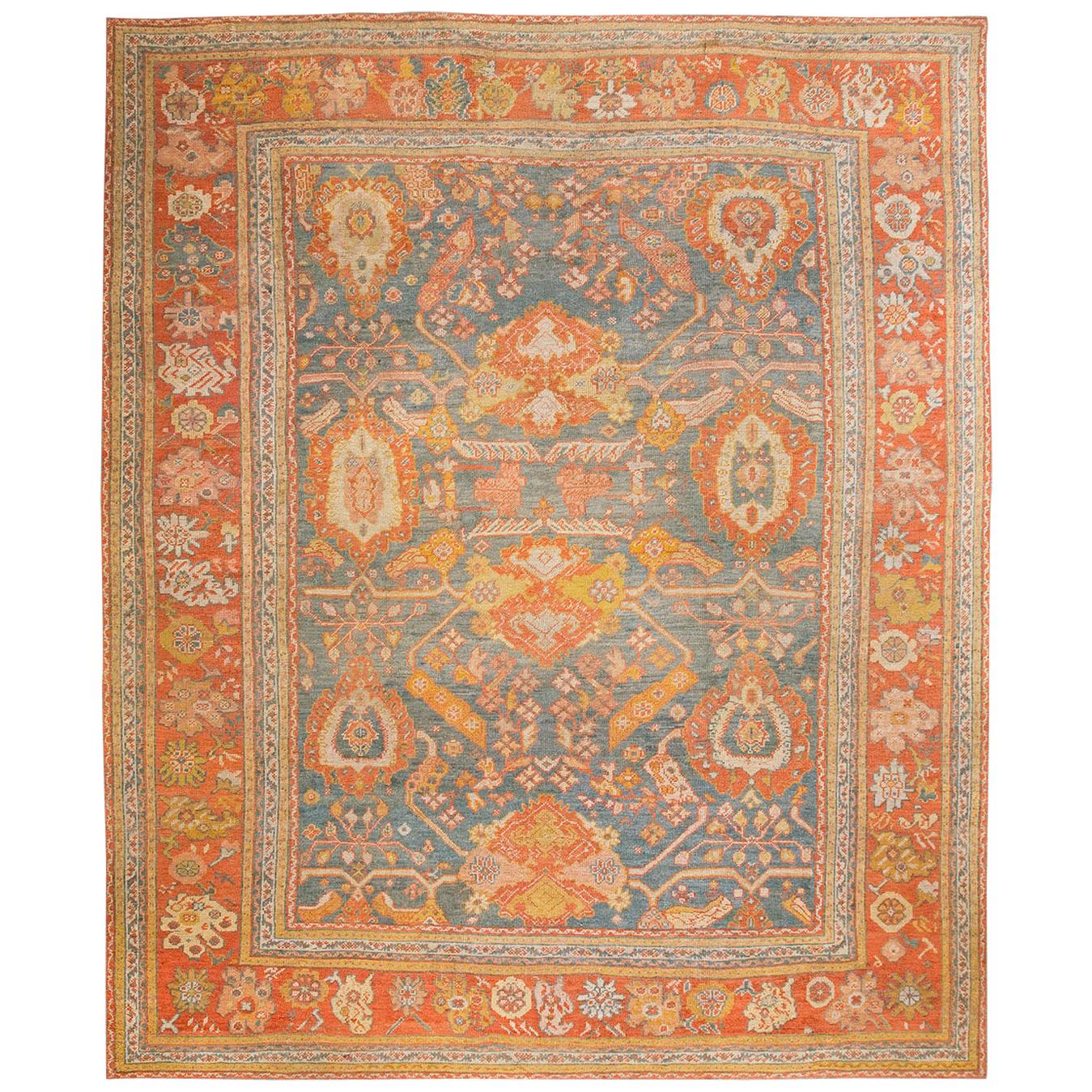 Antique Turksih Oushak Carpet From 1880s ( 11'10" x 14'2" - 360 x 431 cm )
