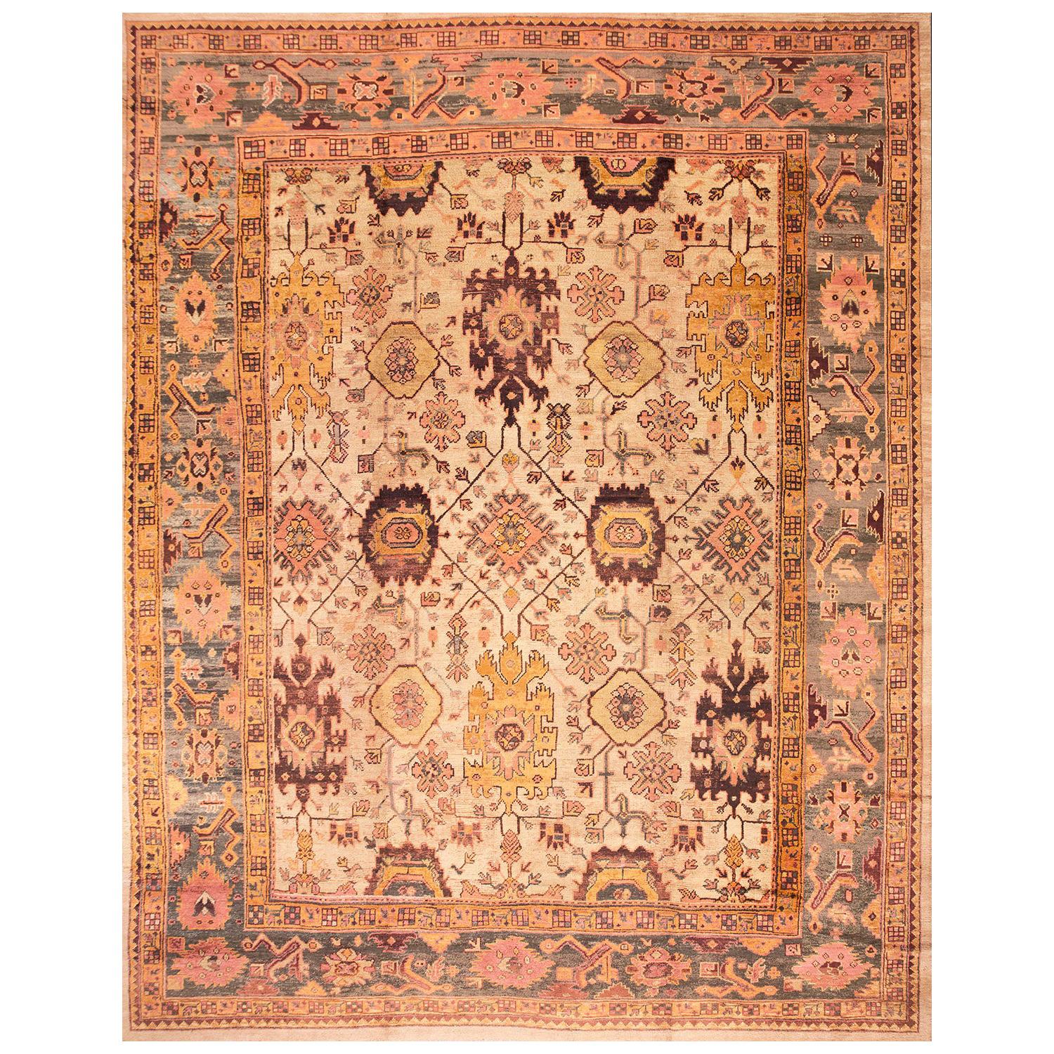Early 20 Century Turkish Oushak Carpet ( 13' x 16'4" - 395 x 498 ) For Sale