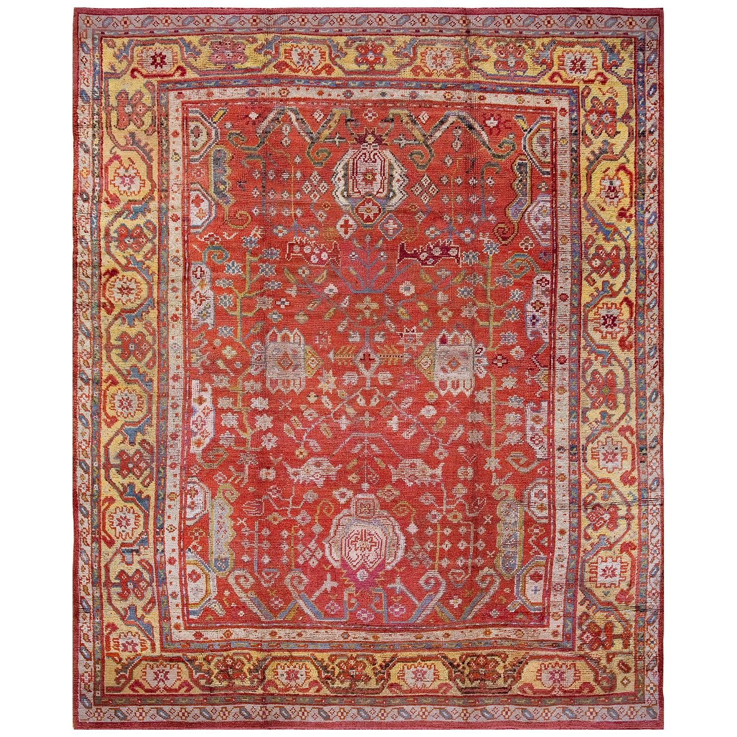19th Century Turkish Oushak Carpet ( 9' x 11' - 275 x 335 ) 
