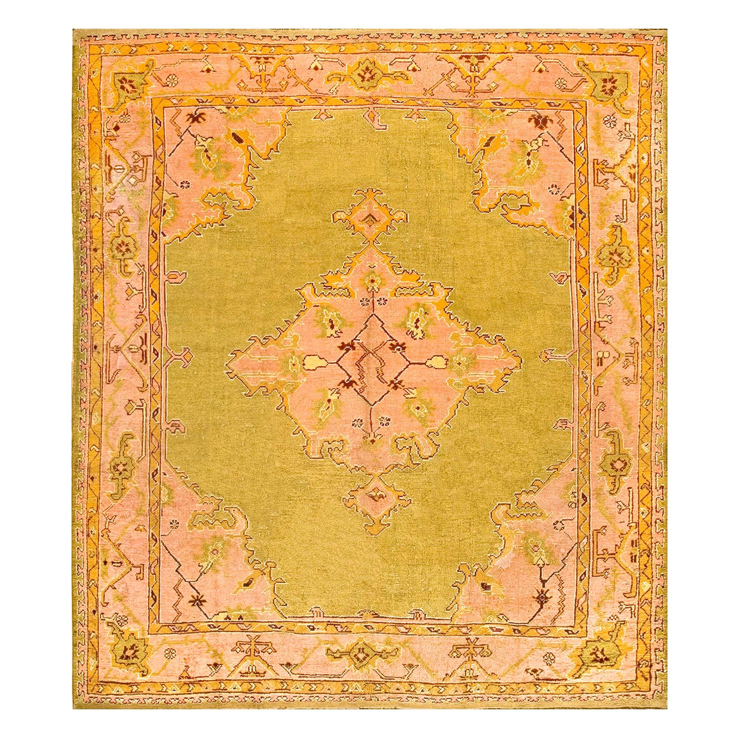 Early 20th Century Turkish Oushak Carpet ( 10'8" x 11'10" - 325 x 360 )