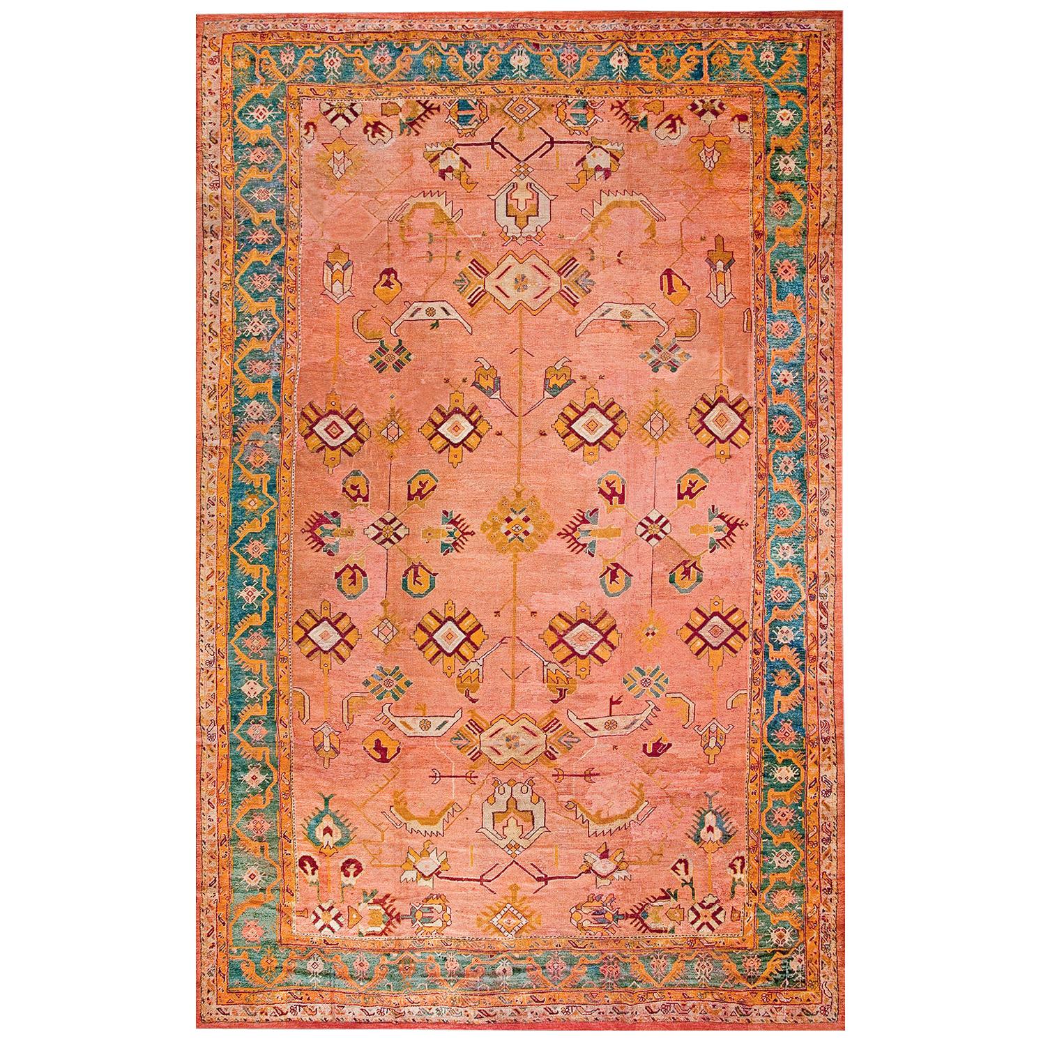 Late 19th Century Turkish Oushak Carpet ( 12'6" x 19'6" - 381 x 594 ) For Sale