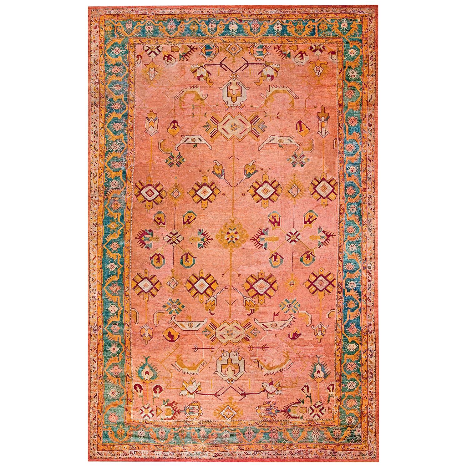 Tapis turc Oushak de la fin du 19ème siècle ( 12'6" x 19'6" - 381 x 594 ) en vente