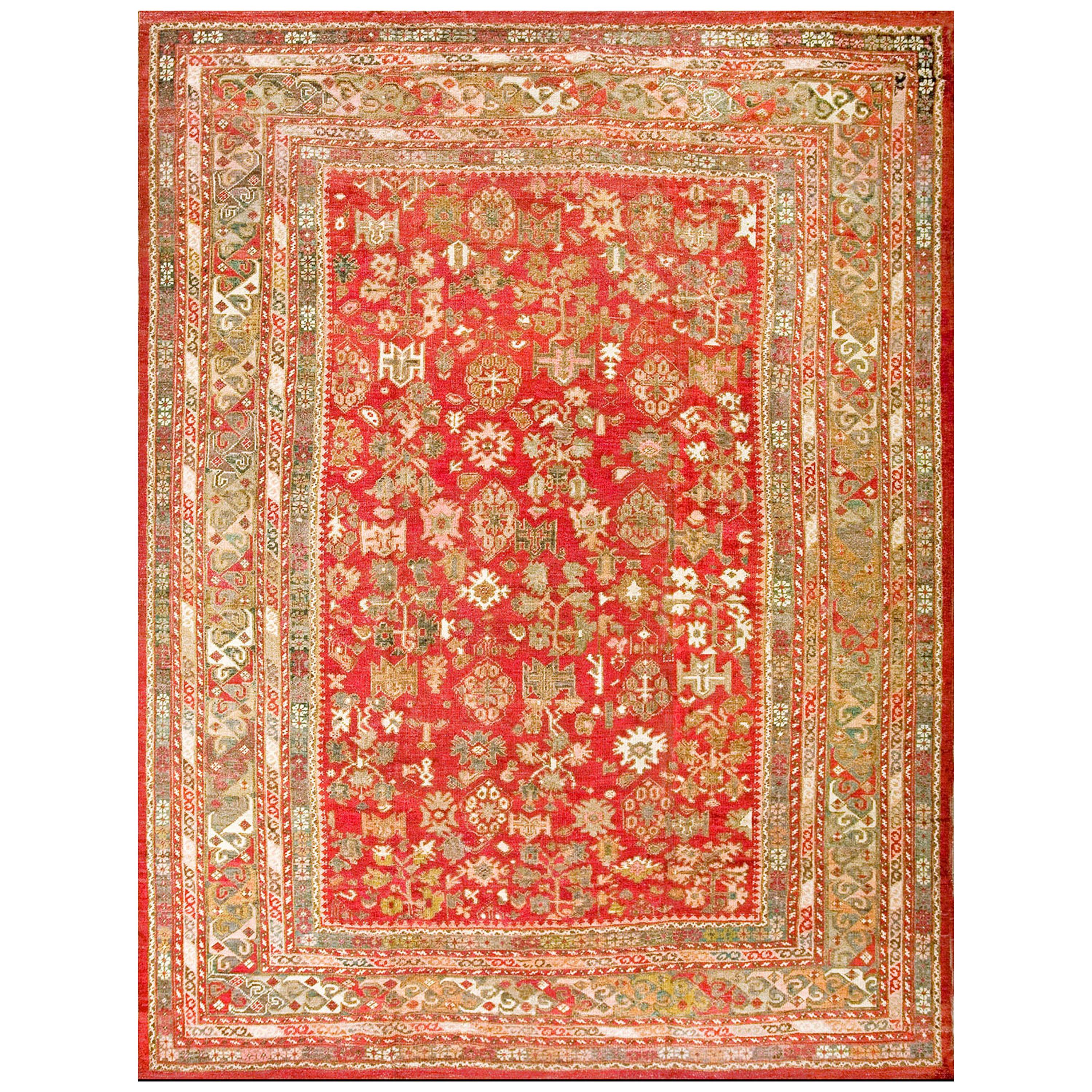 19th Century Turkish Ghiordes Oushak Carpet ( 9' x 11'8" - 275 x 355 ) For Sale