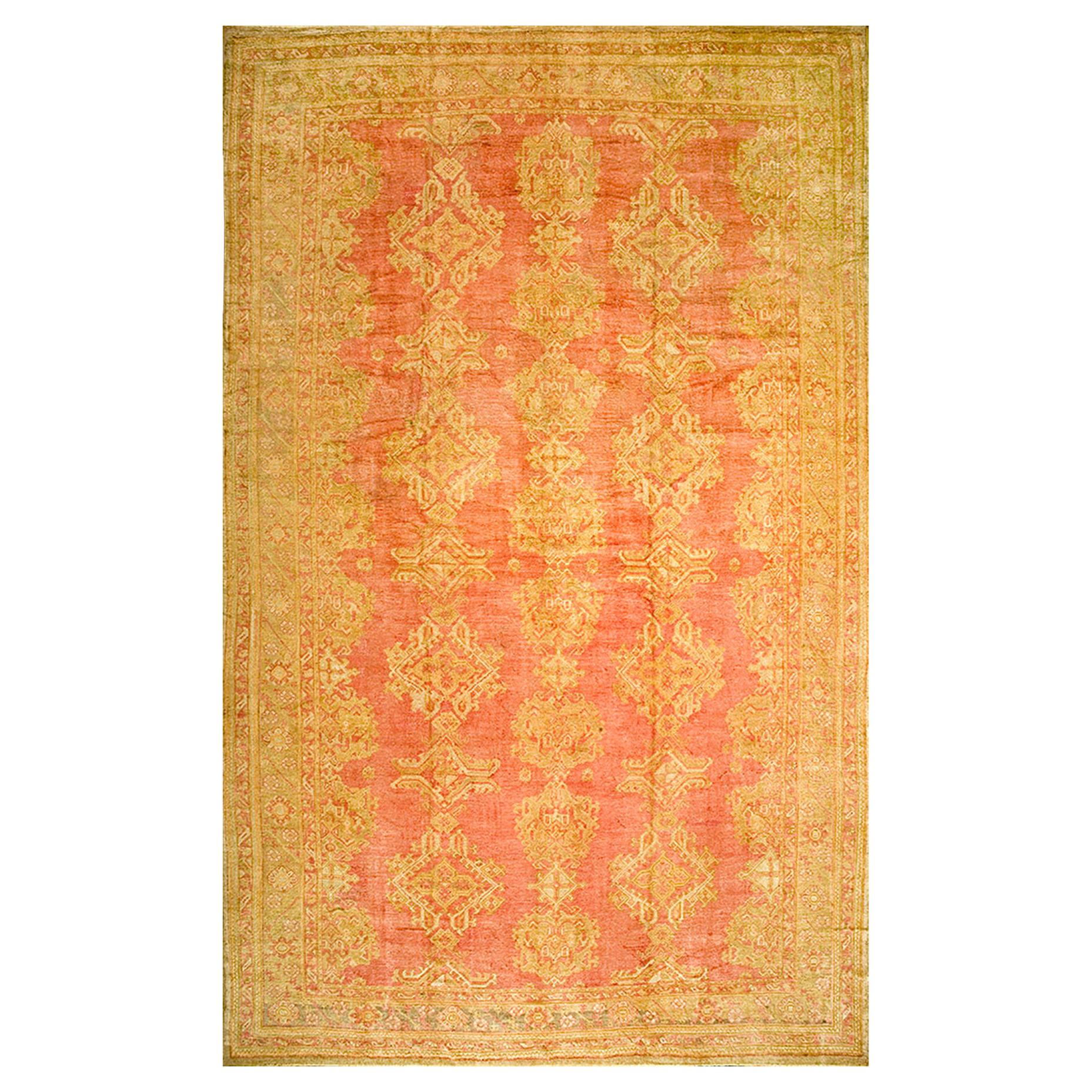 Early 20th Century Turkish Oushak Carpet ( 13'2" x 21'2" - 402 x 645 ) For Sale