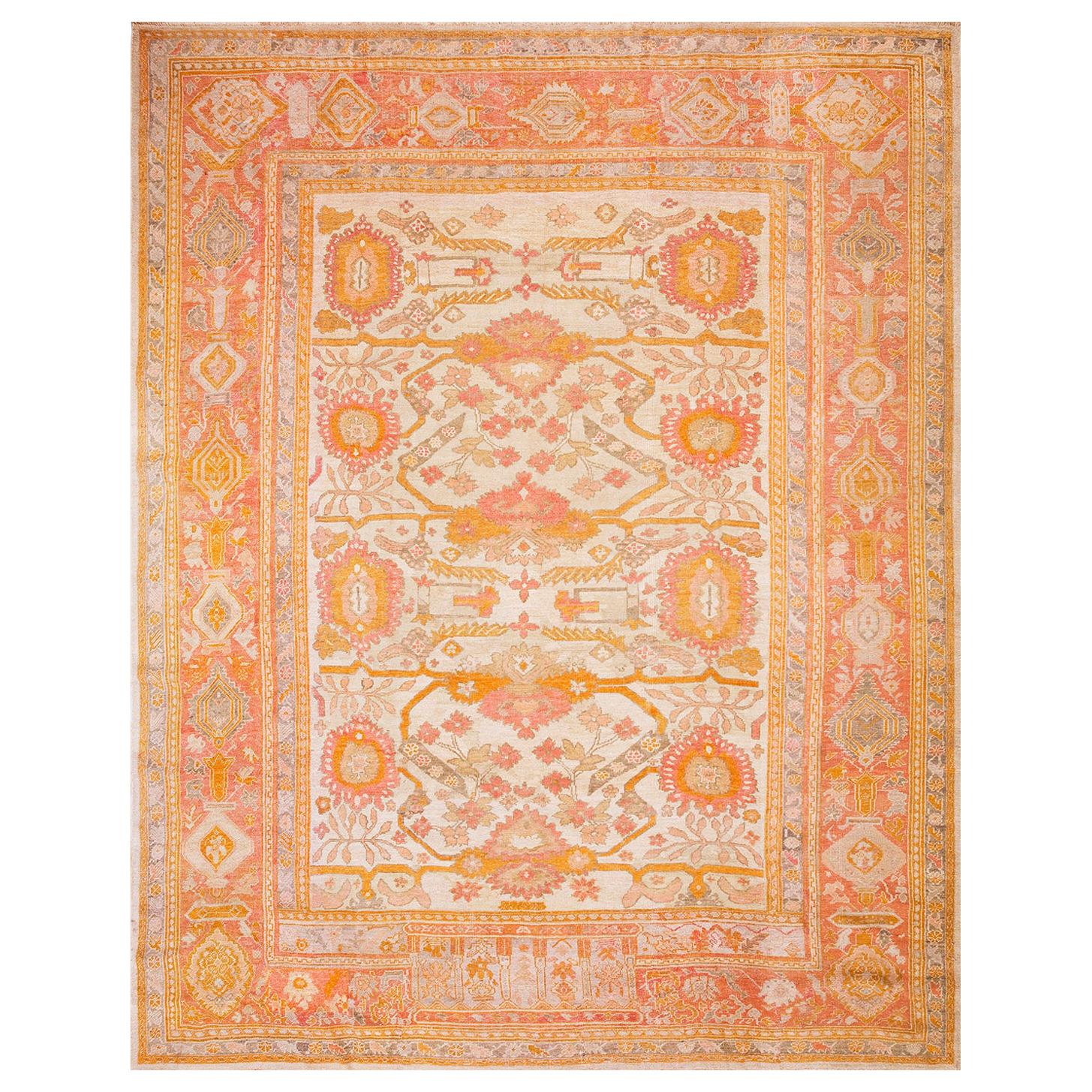 19th Century Turkish Oushak Carpet ( 10'6" x 13'5" - 320 x 415 ) For Sale