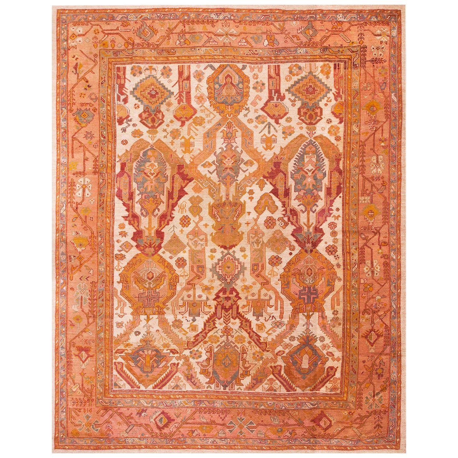 Late 19th Century Turkish Oushak Carpet ( 10'6" x 13'2" - 320 x 402 ) For Sale