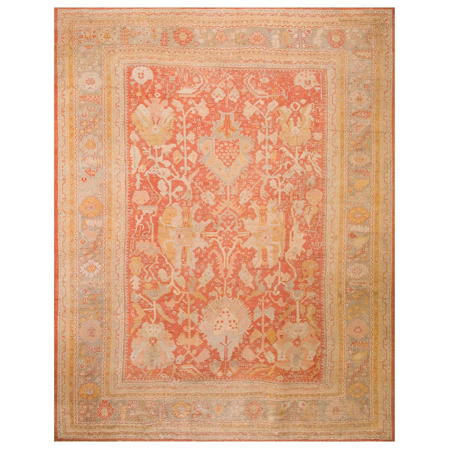 19th Century Turkish Oushak Carpet ( 12' x 15'6" - 365 x 472 ) For Sale