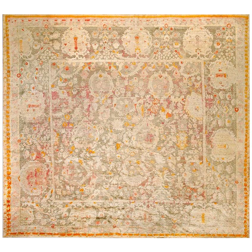 19th Century Turkish Angora Oushak Carpet ( 10'6" x 11'6" - 320 x 350 ) For Sale