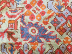 Antique Oushak Rug, Fragment / Vagireh Light Pistachio Background Nearly Square