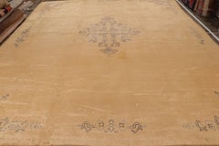 Antique Oushak Rug, Gold with French Art Deco-Style Medallion - Rug & Kilim