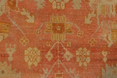 Antique Oushak Rug, Grand Whimsical Floral in Coral Orange & Apricot-Rug & Kilim