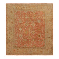 Tapis ancien Oushak, Grand floral fantaisiste en orange corail et abricot-Rug
Kilim