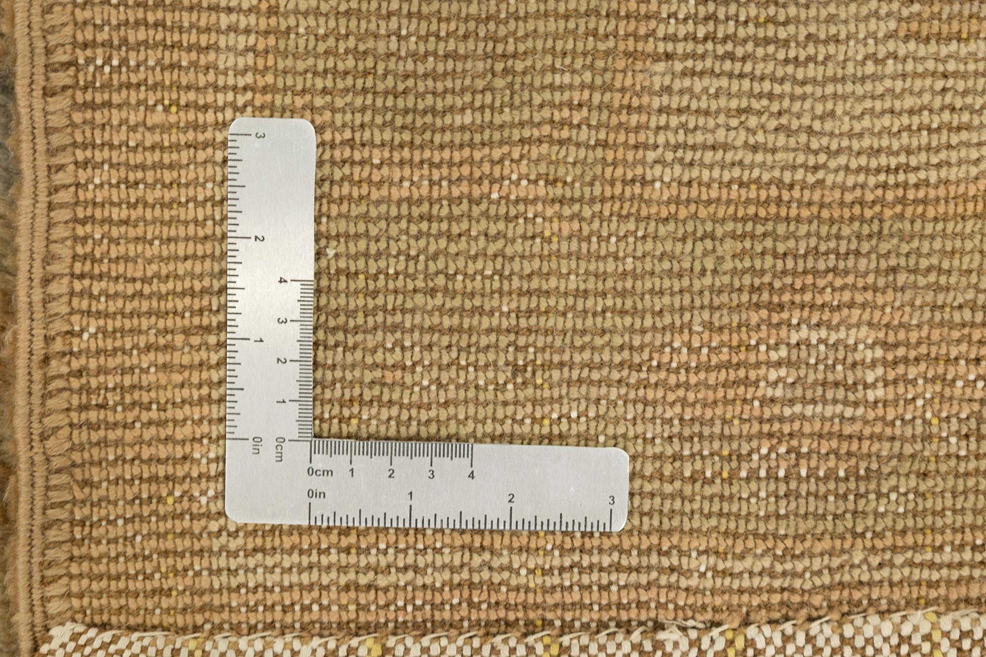 Tappeto antico Oushak, annodato a mano, 11x10.2 ft - Beige, sabbia e rosa sbiadito in vendita 1